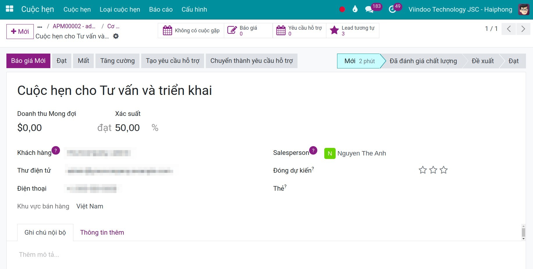 Tự động tạo Cơ hội từ lịch hẹn của khách hàng