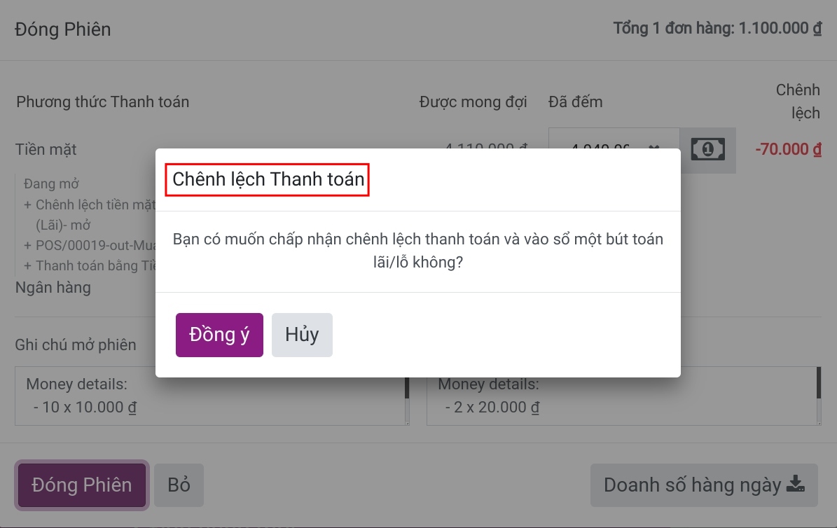Số dư chênh lệch lớn hơn cho phép