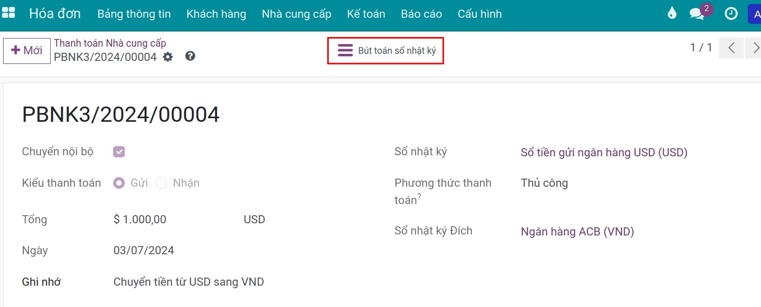 Giao dịch chi tiền