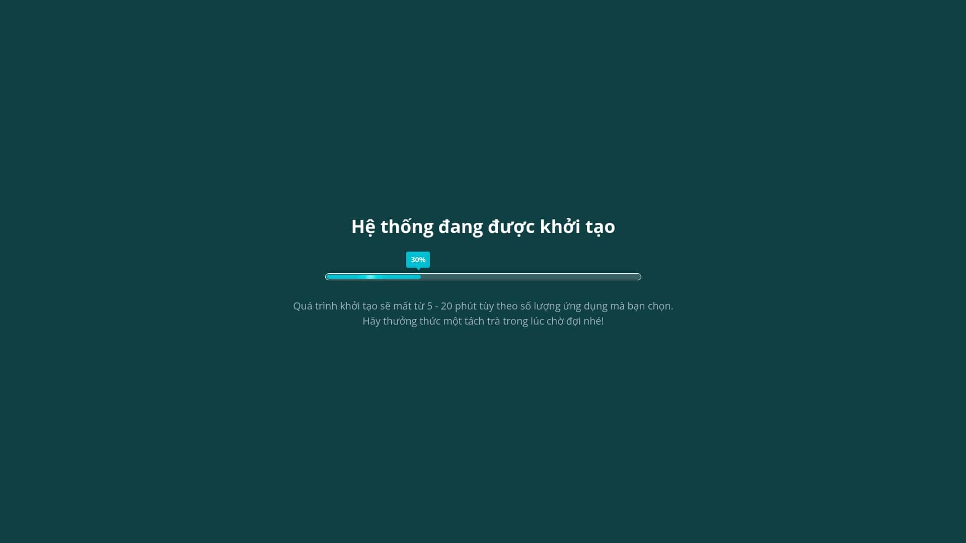 Màn hình chờ khởi tạo instance Viindoo