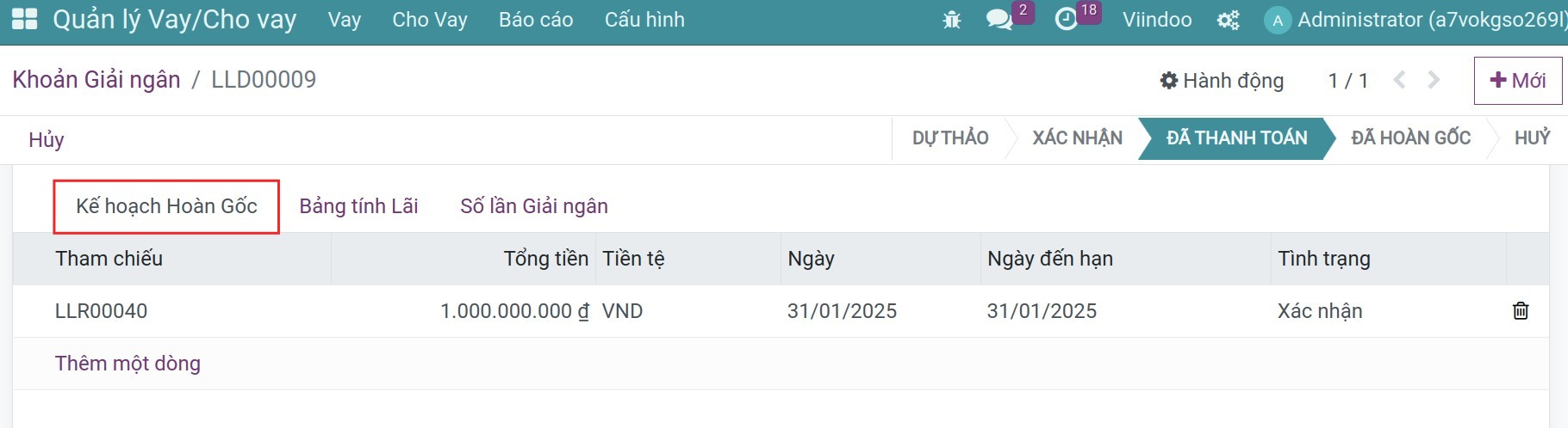 Add repayment details
