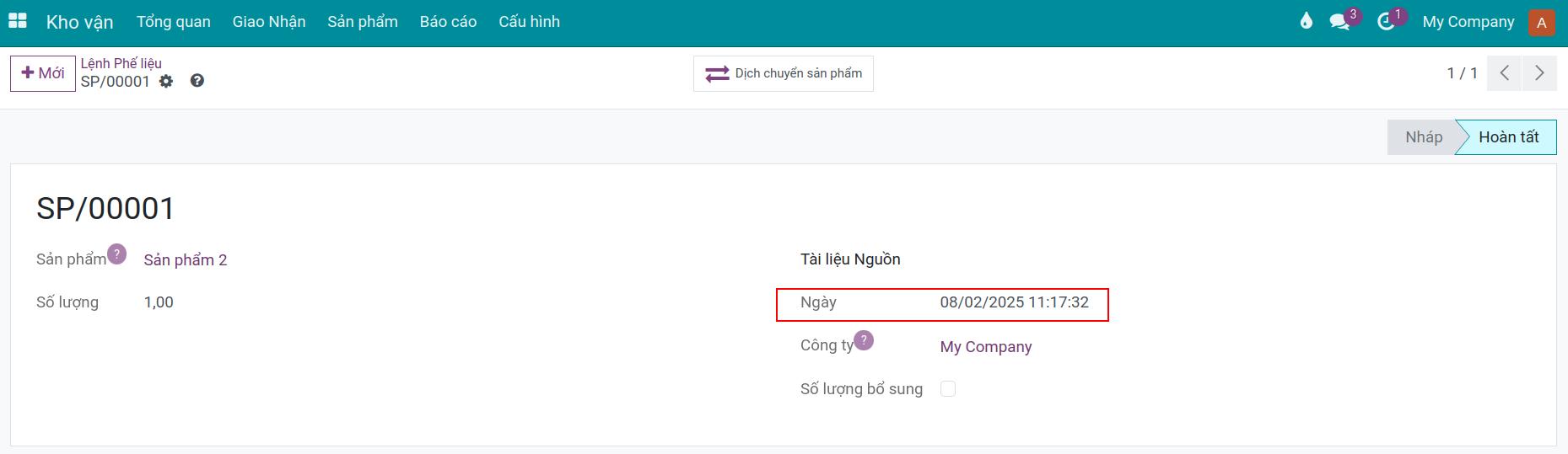 Xác nhận ngày phế liệu quá khứ trong Viindoo