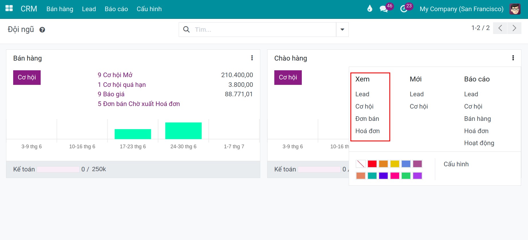 Giao diện Đội kiểu Kanban
