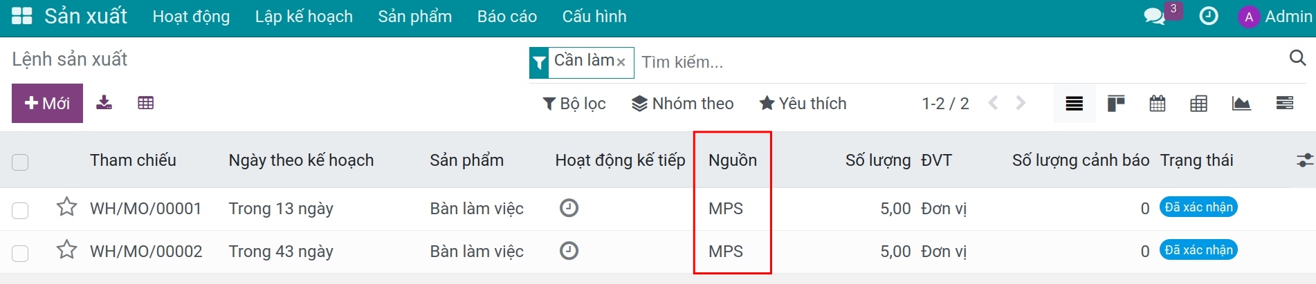 Lệnh sản xuất tự động sinh