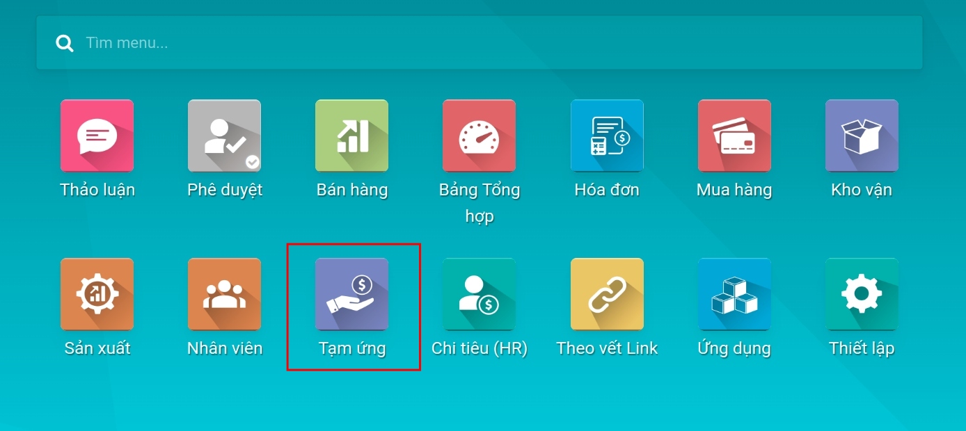 Cài đặt ứng dụng Tạm ứng Nhân viên