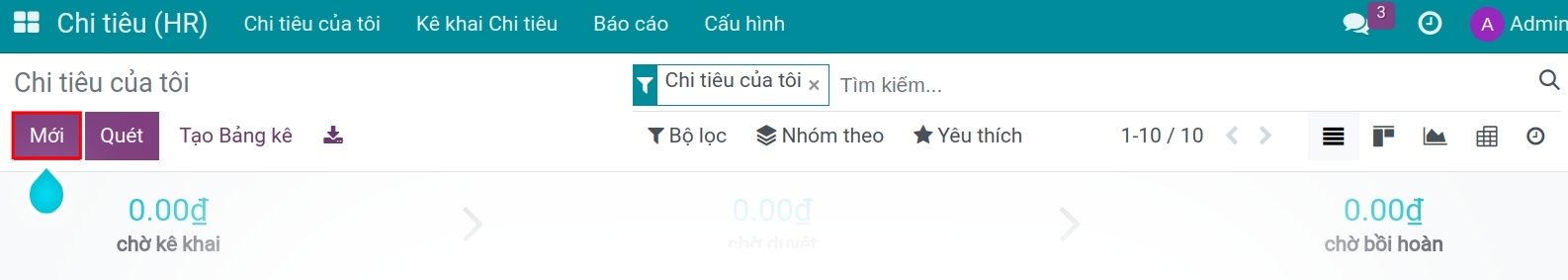 Nhân viên tạo chi tiêu