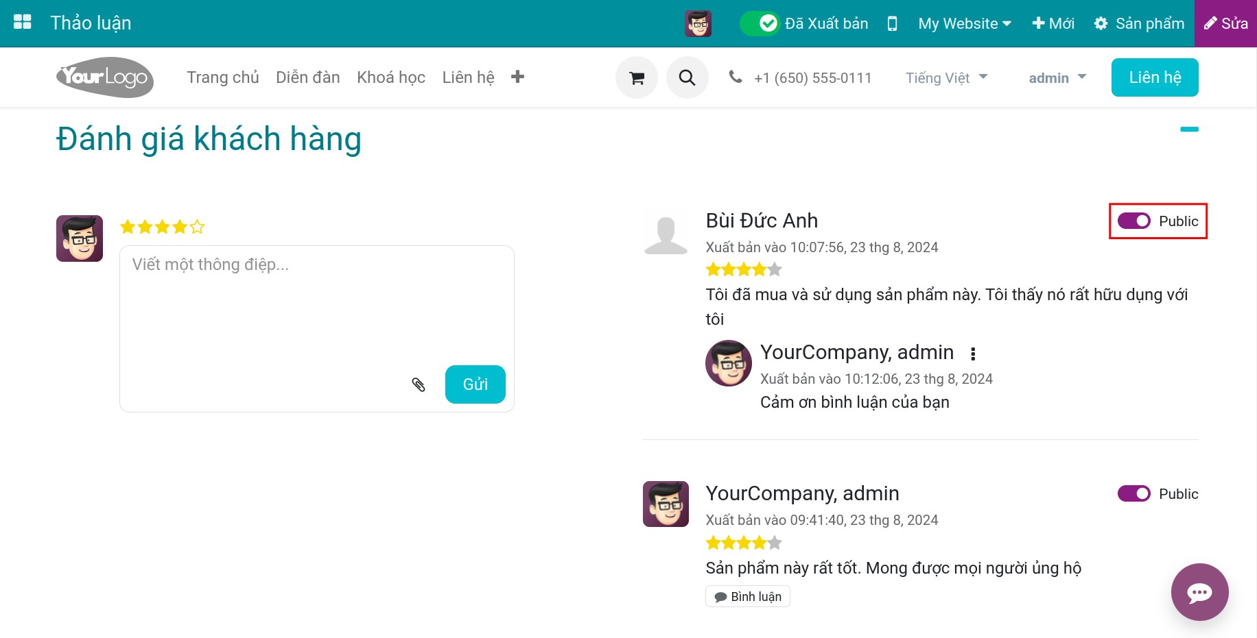 Xem thông tin đánh giá sản phẩm