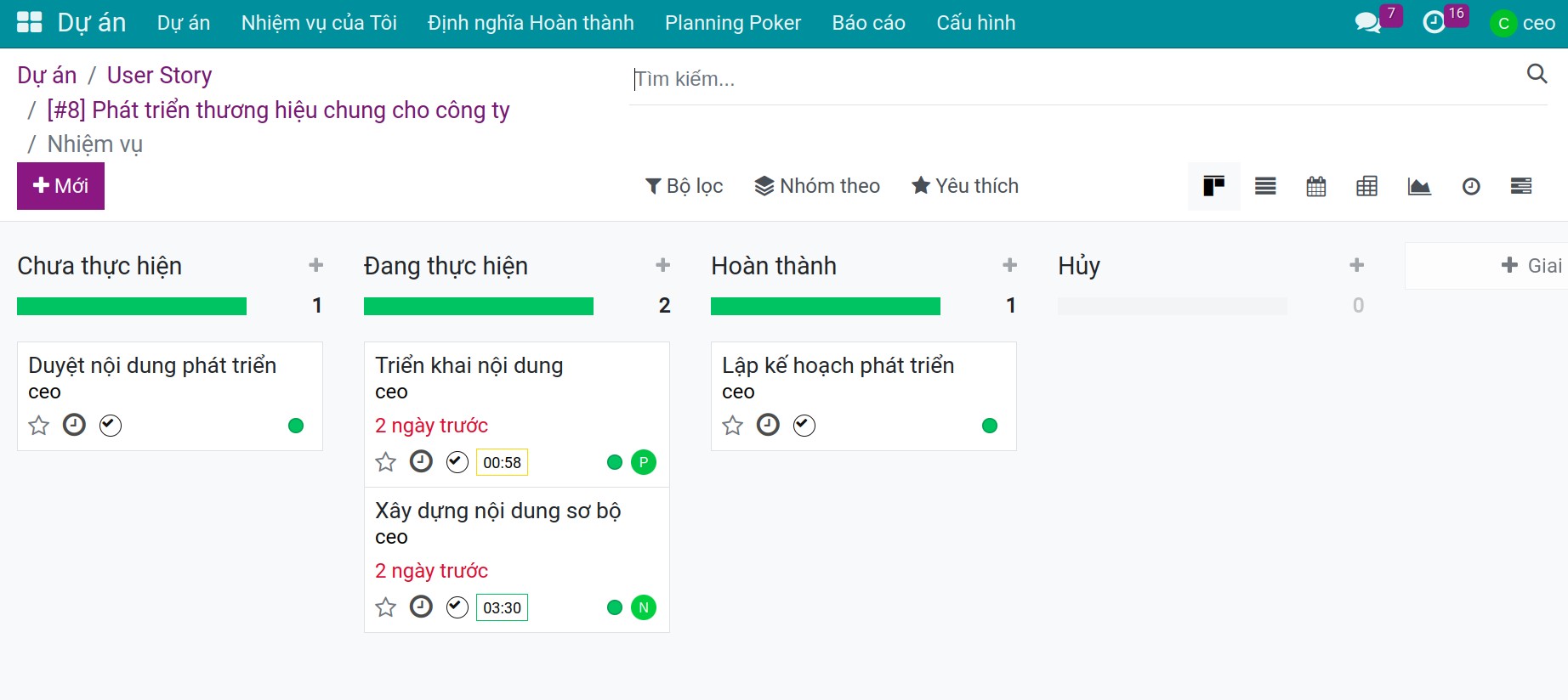 Kéo chuyển trạng thái nhiệm vụ