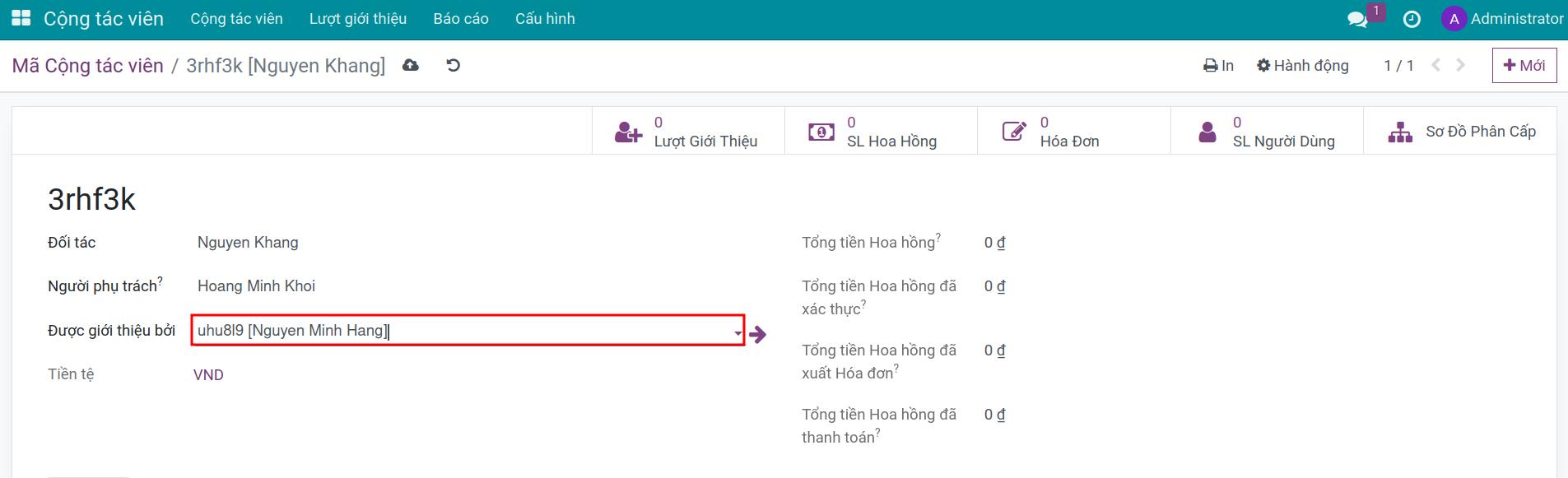 Thay đổi Người giới thiệu