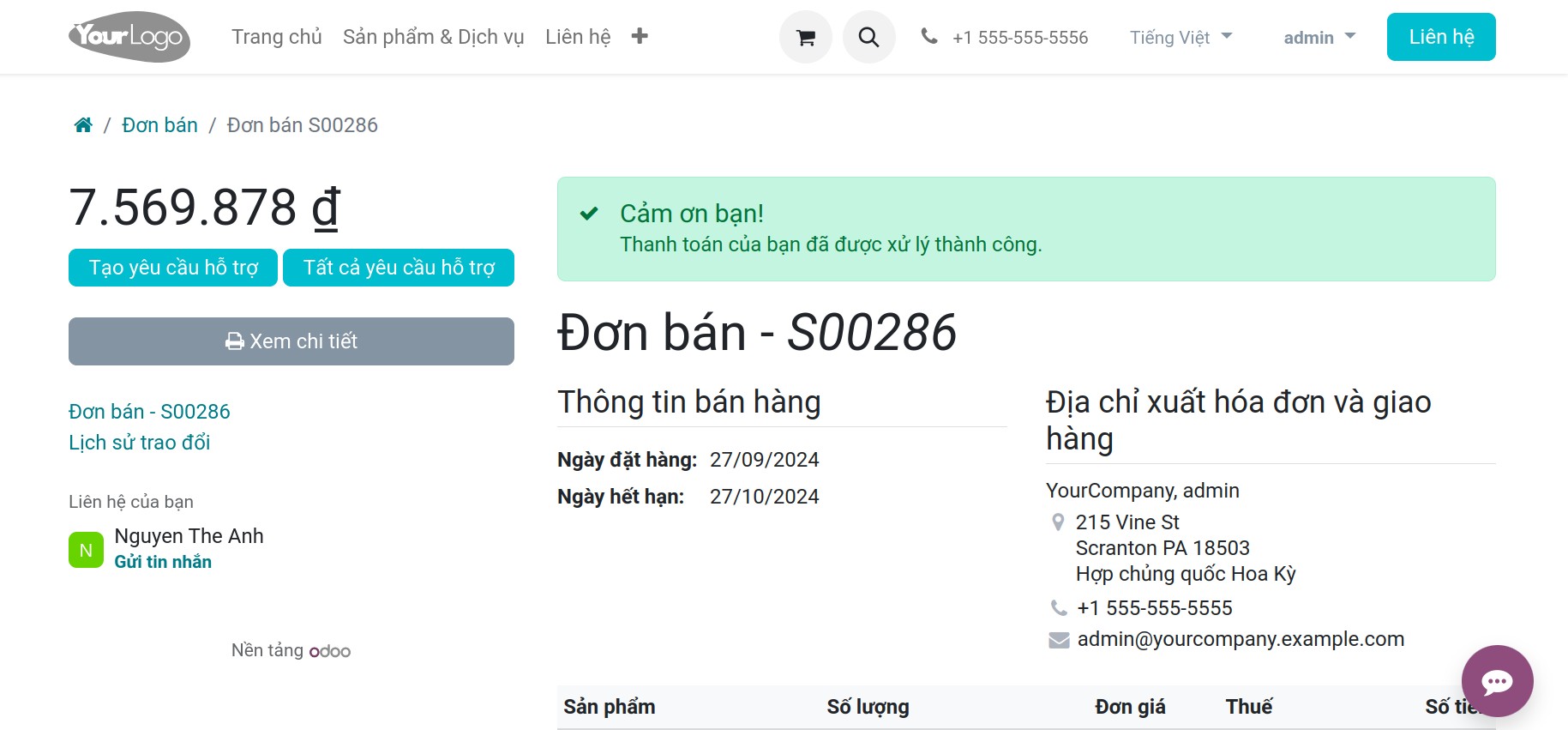 Thông tin đơn bán