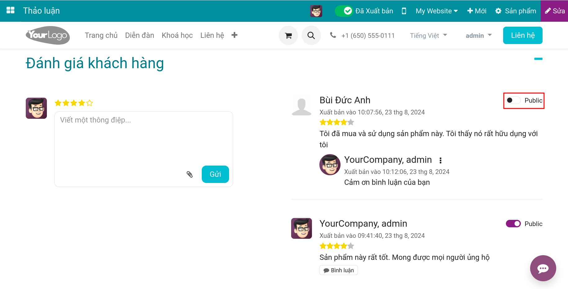 Bật giới hạn xem đánh giá