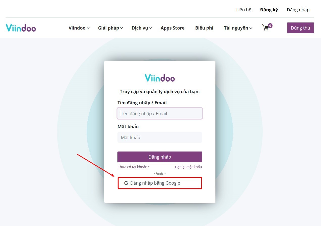 Đăng nhập bằng tài khoản Google-Viindoo