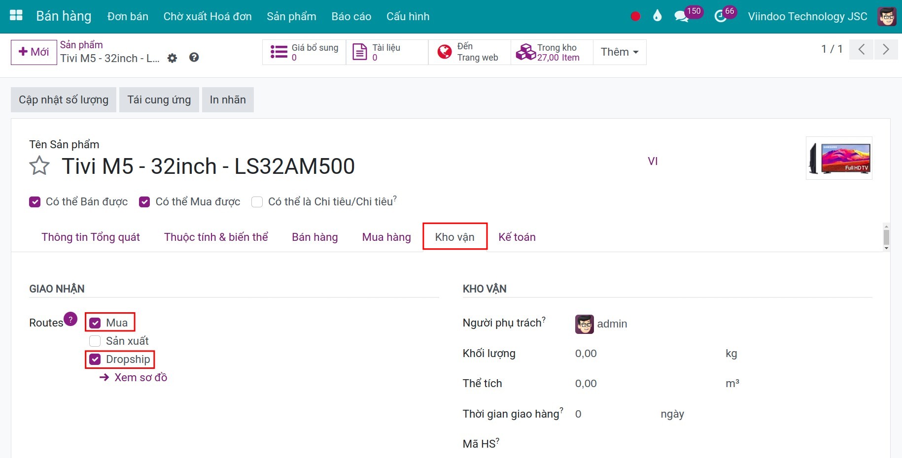 Thiết lập mặc định dropship