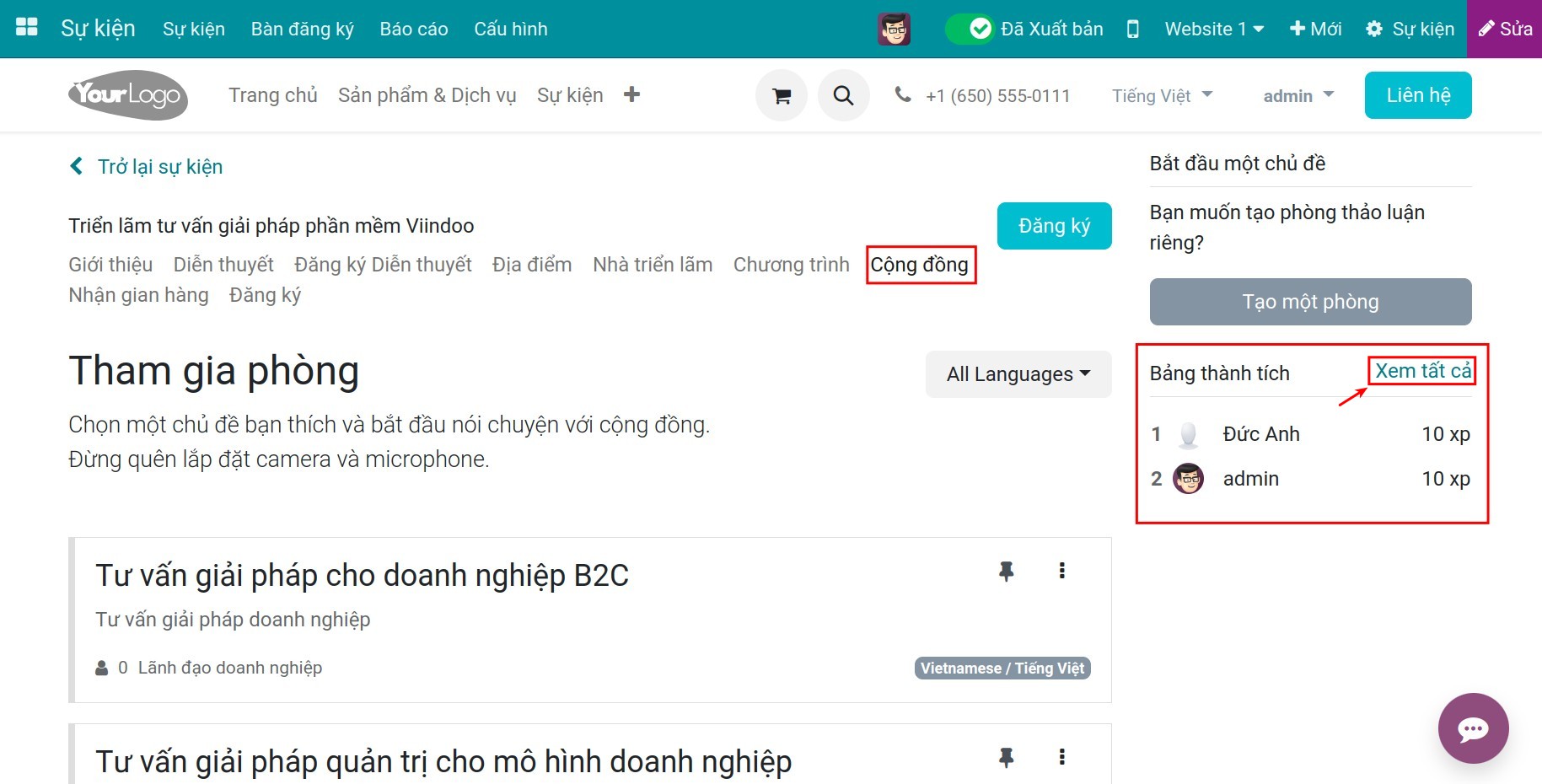 Bảng xếp hạng kết quả đố vui