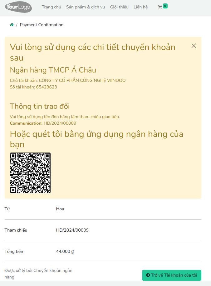 EMV QR code trong phần mềm Viindoo
