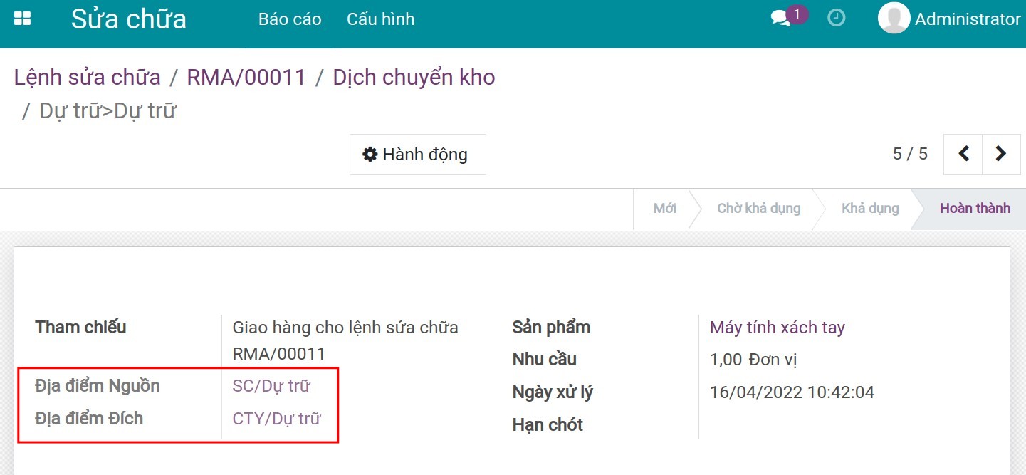 Dịch chuyển trả hàng