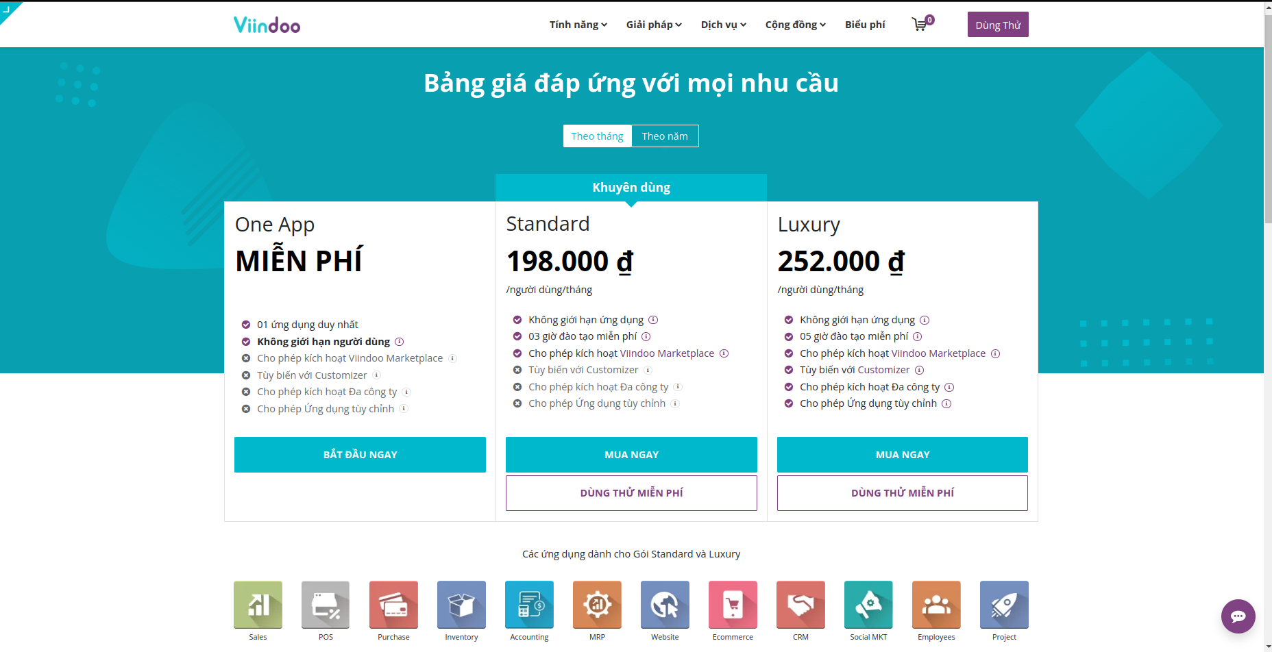 Truy cập giao diện tạo instance từ trang Biểu phí