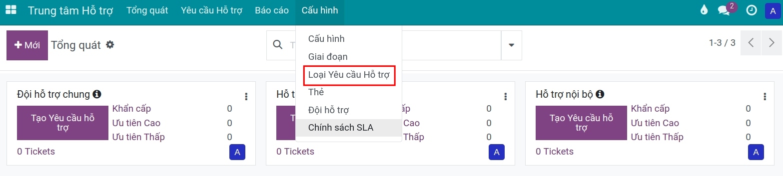 Tạo mới loại yêu cầu hỗ trợ Viindoo