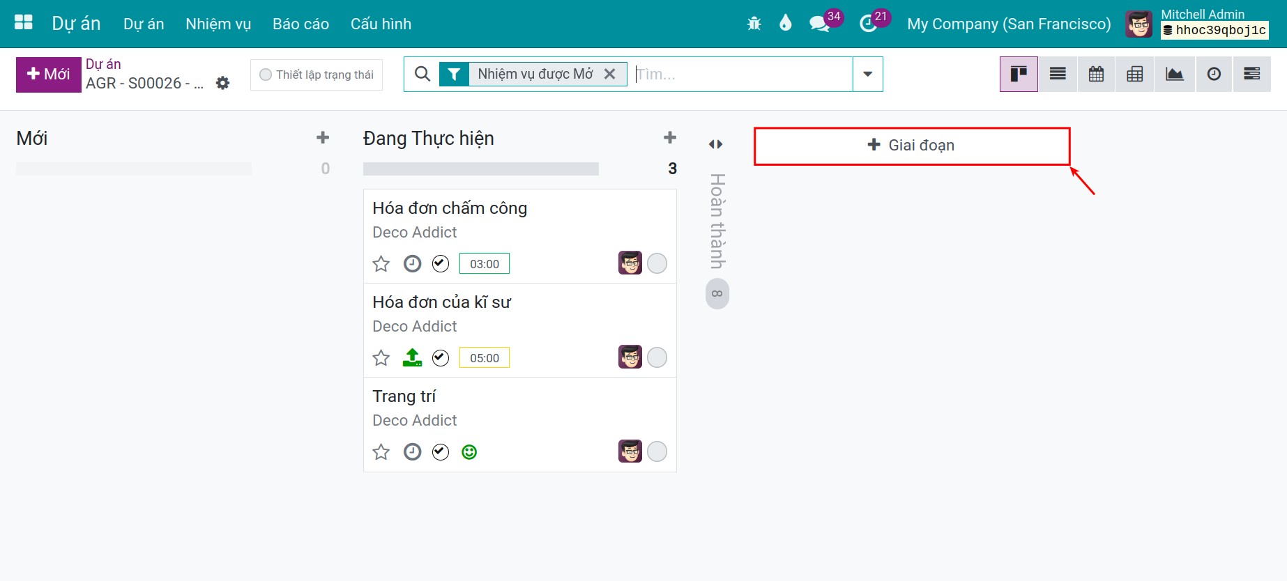 Tạo mới giai đoạn Viindoo