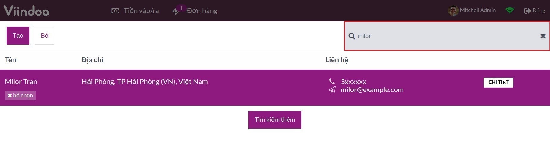 Chọn một khách hàng -Viindoo PoS