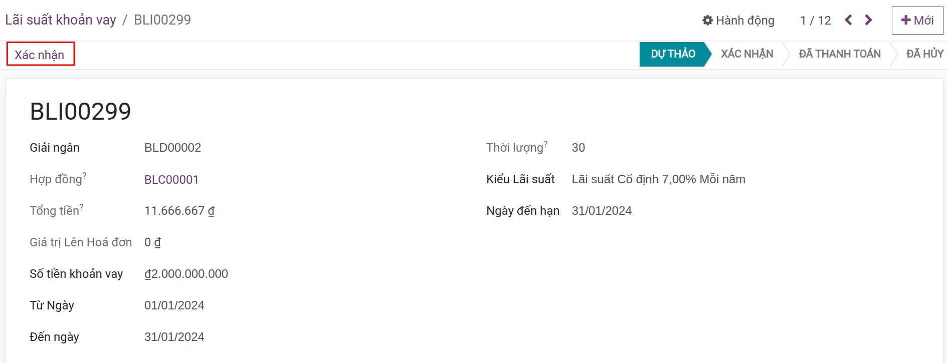 xac nhan lai suat