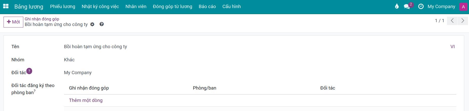 Tạo mới ghi nhận đóng góp