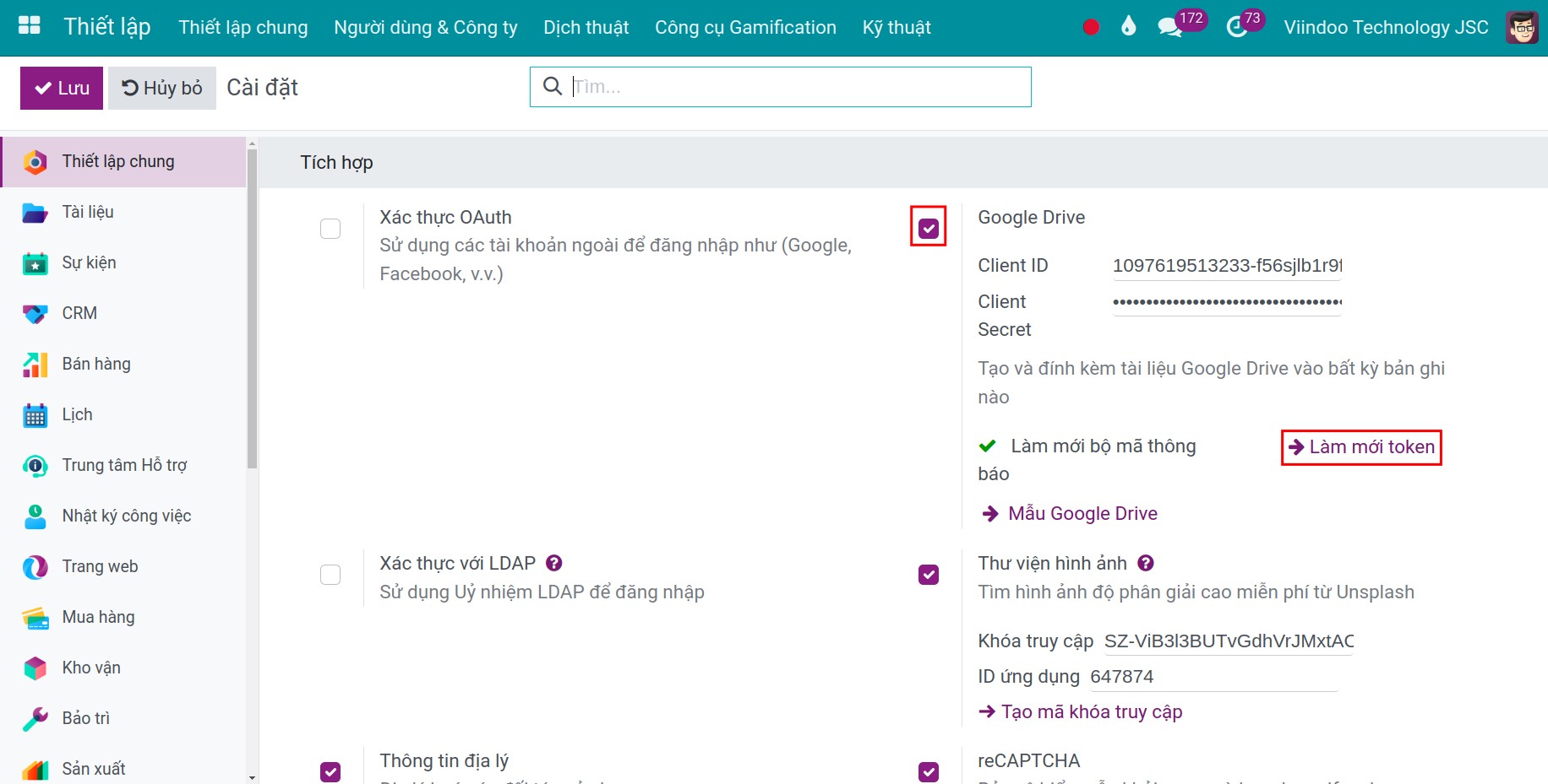Liên kết tạo mẫu Google Drive Viindoo