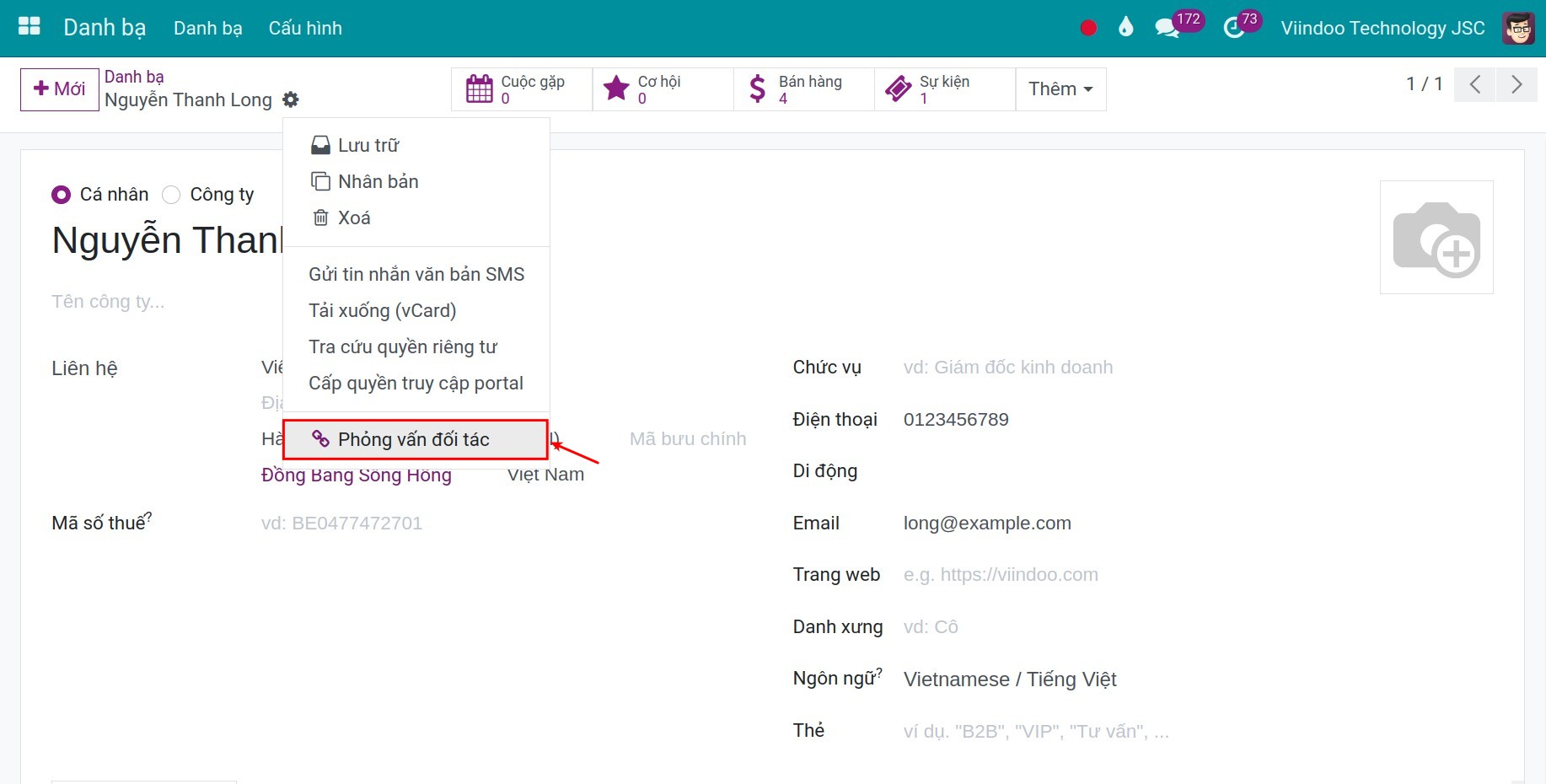 Hiển thị mẫu liên kết Google Drive Viindoo