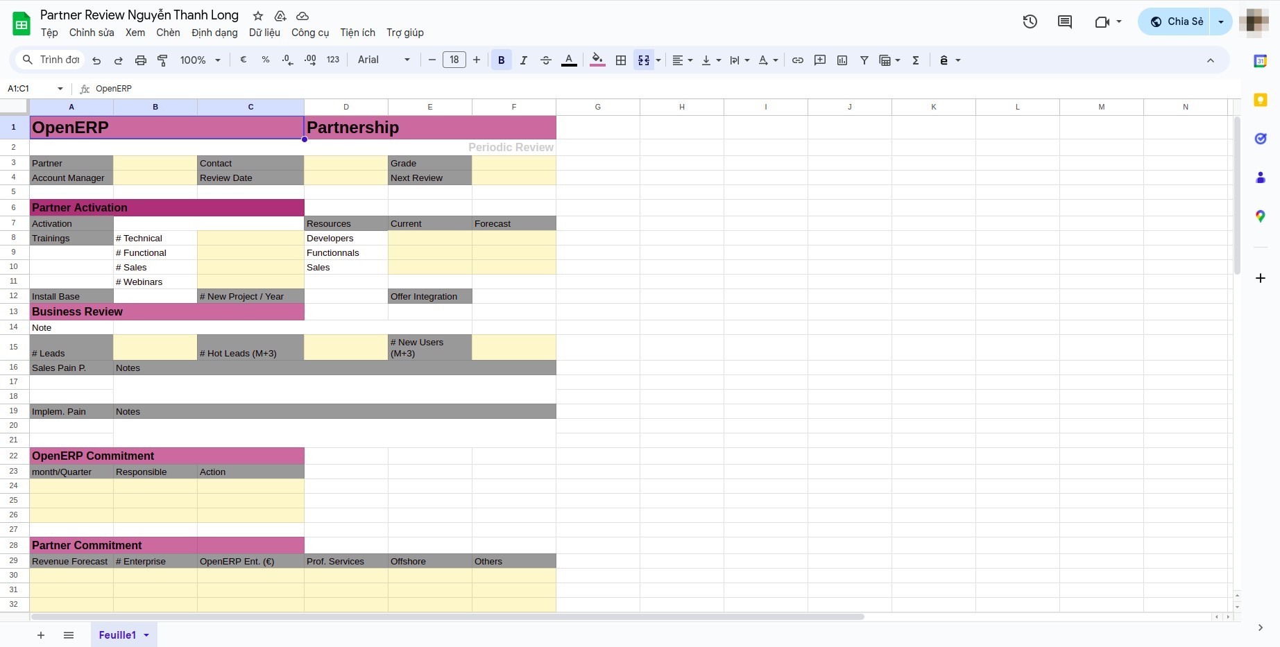 Hiển thị mẫu liên kết Google Drive Viindoo