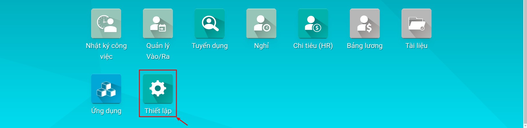 Menu Thiết lập trong Tuyển dụng Viindoo