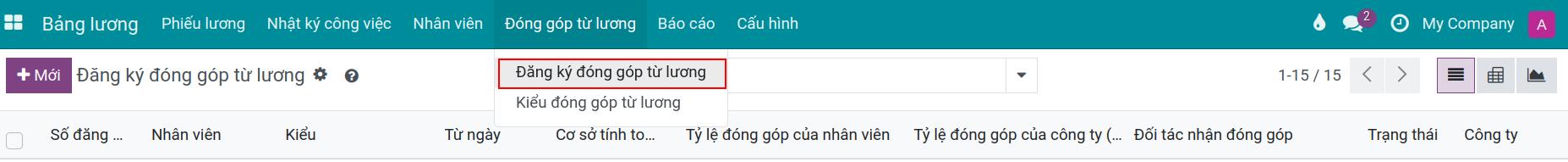 Tạo đăng ký đóng góp từ lương