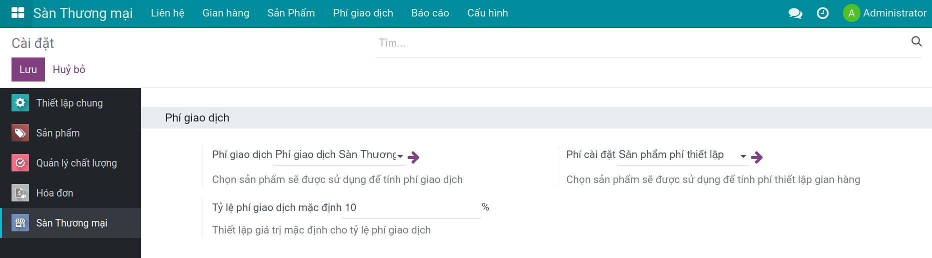 Phí giao dịch trong ứng dụng Viin Marketplace