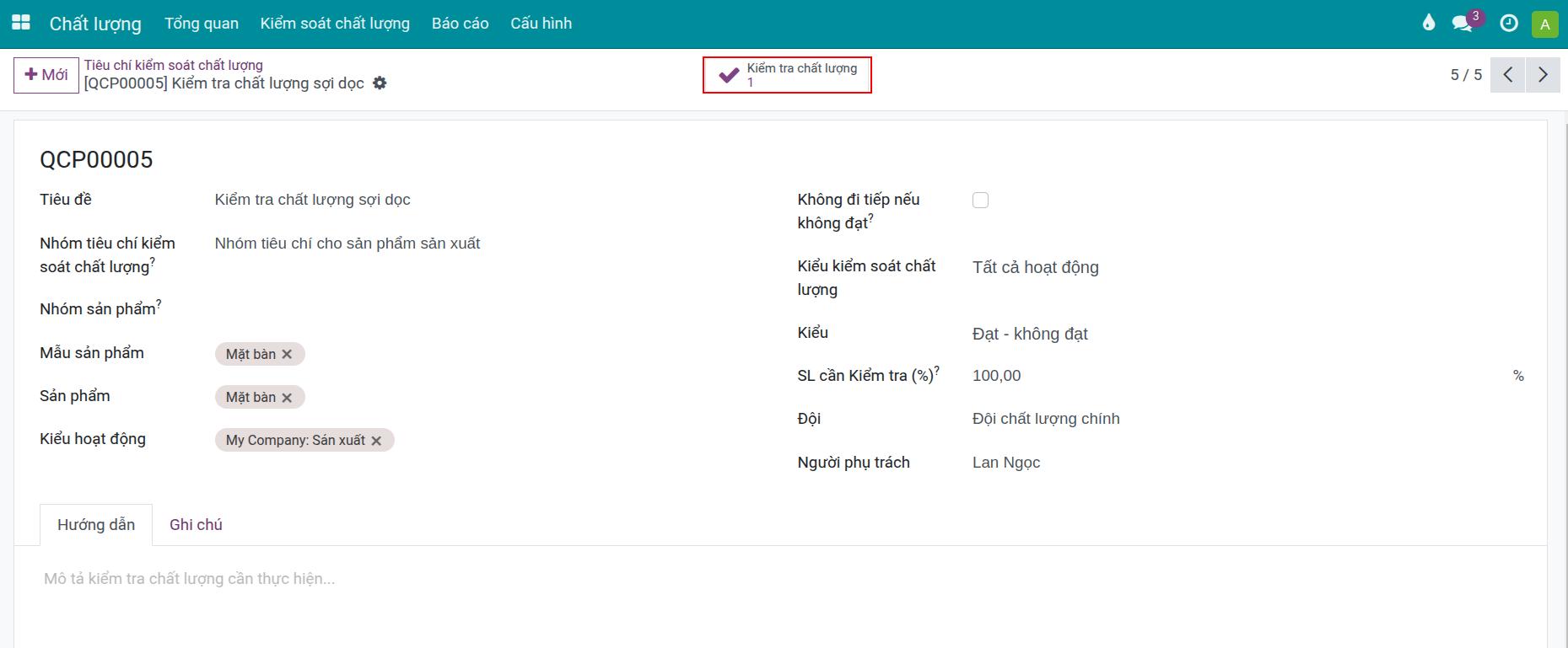 Tổng số phiếu kiểm tra chất lượng Viindoo