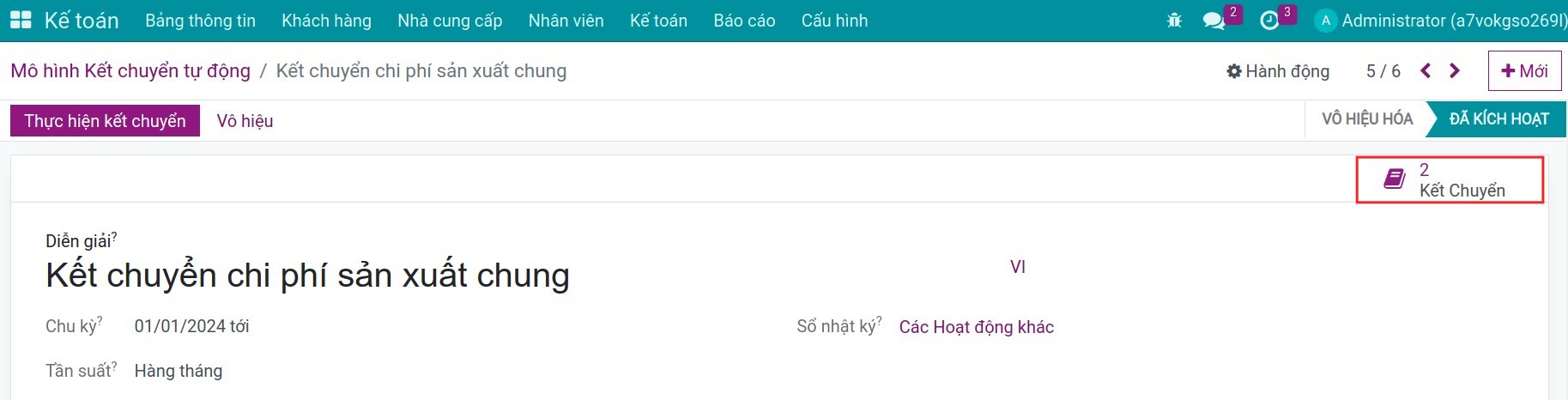 Bút toán kết chuyển tự động