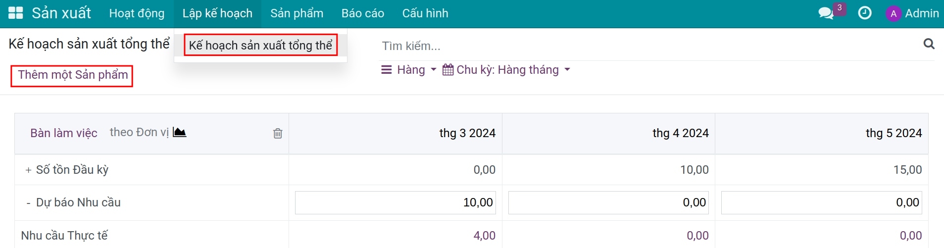 Thêm sản phẩm cần lập kế hoạch sản xuất