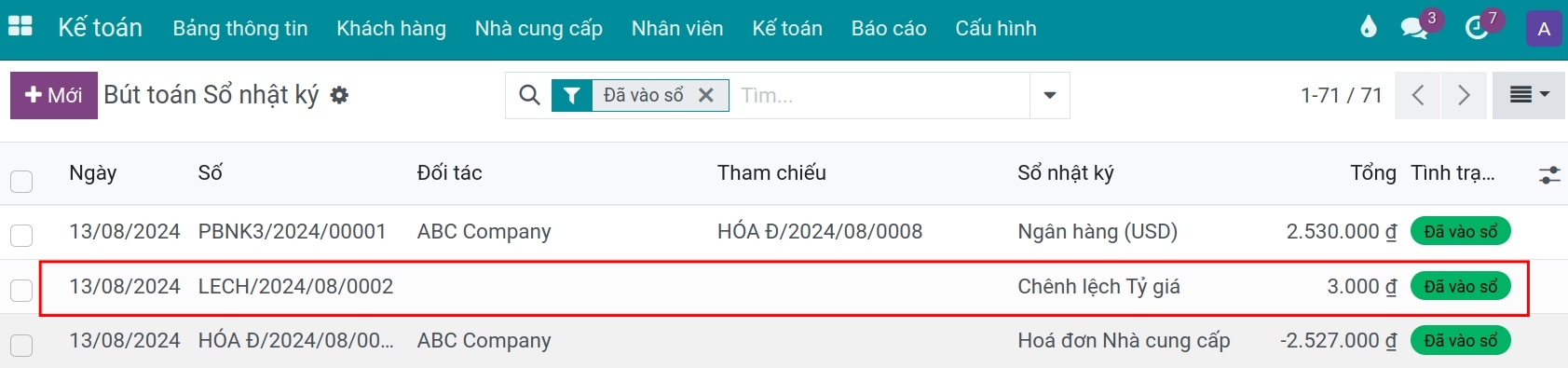 Bút toán sinh ra từ thanh toán bằng ngoại tệ Viindoo