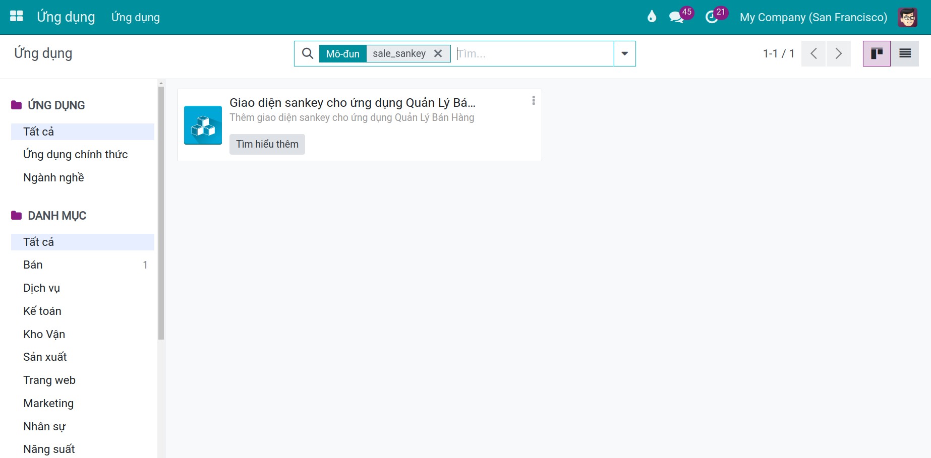 Cài đặt biểu đồ Sankey cho ứng dụng Bán hàng - Viindoo