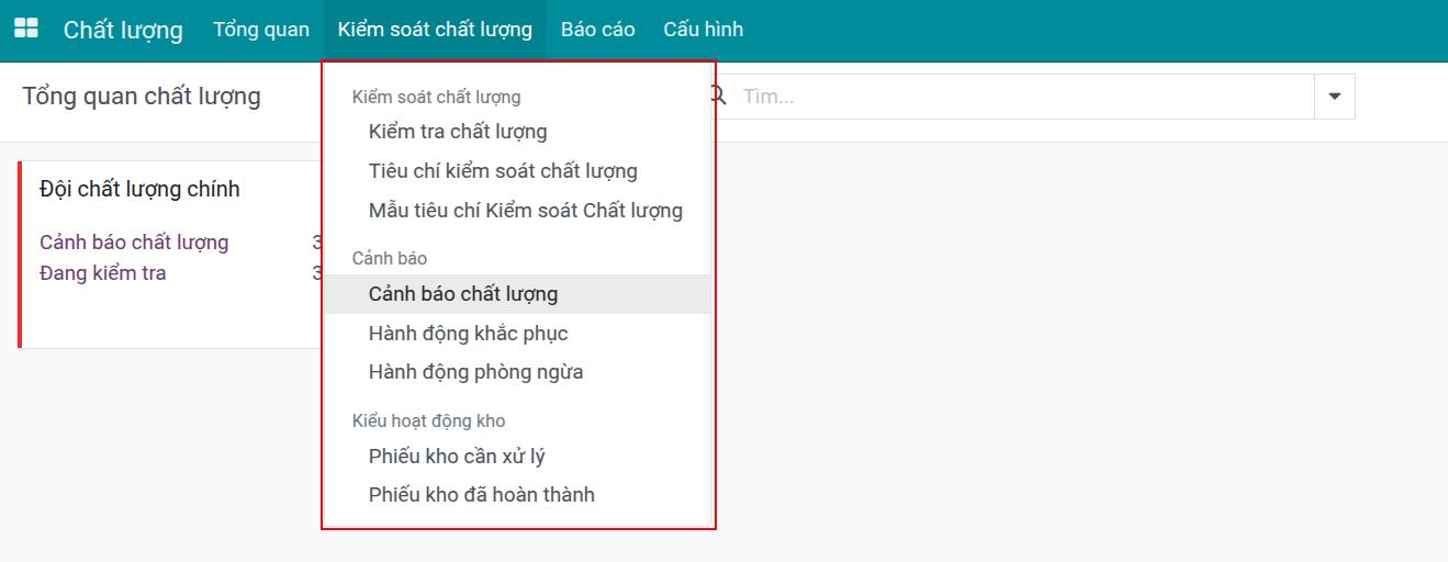 Giao diện Kiểm soát chất lượng