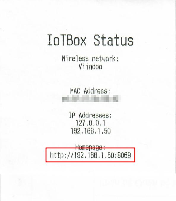 Địa chỉ của hộp IoT được in từ máy in nhiệt