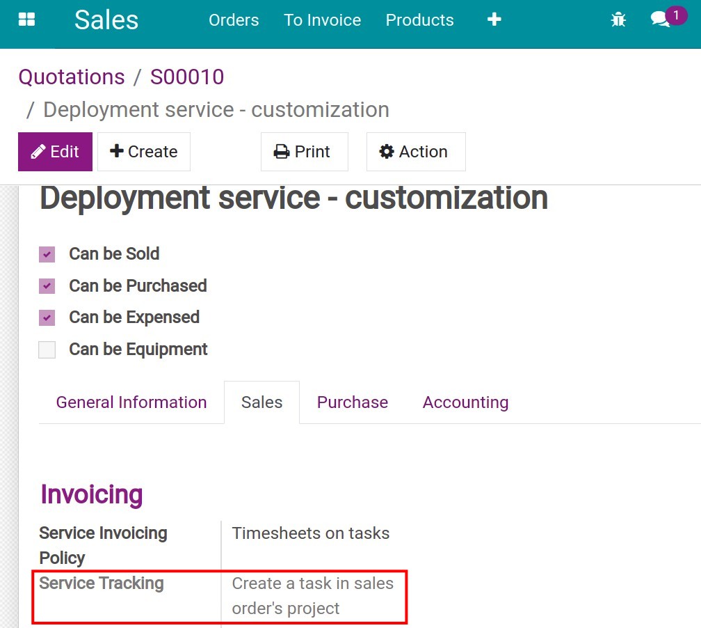 Configure the product on the order