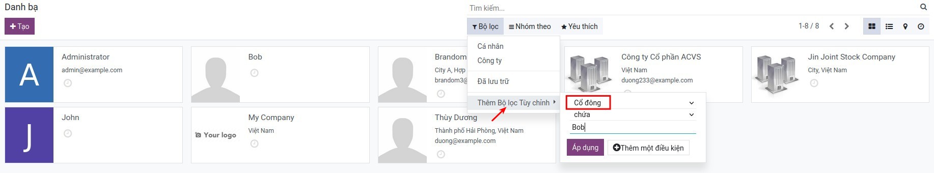 Tìm kiếm đối tác theo cổ đông