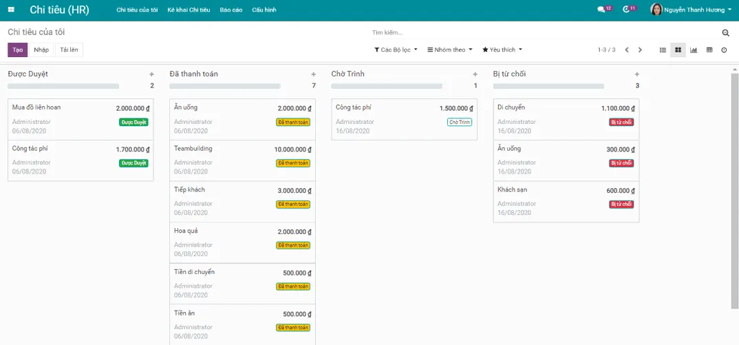 Quản lý Chi tiêu với thẻ Kanban - Viindoo kanban-quan-ly-chi-tieu-viindoo