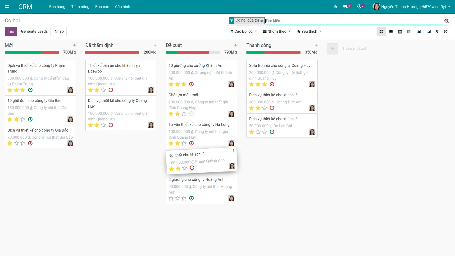 Giao diện Phần mềm CRM CRM - Quản lý Quan hệ khách hàng