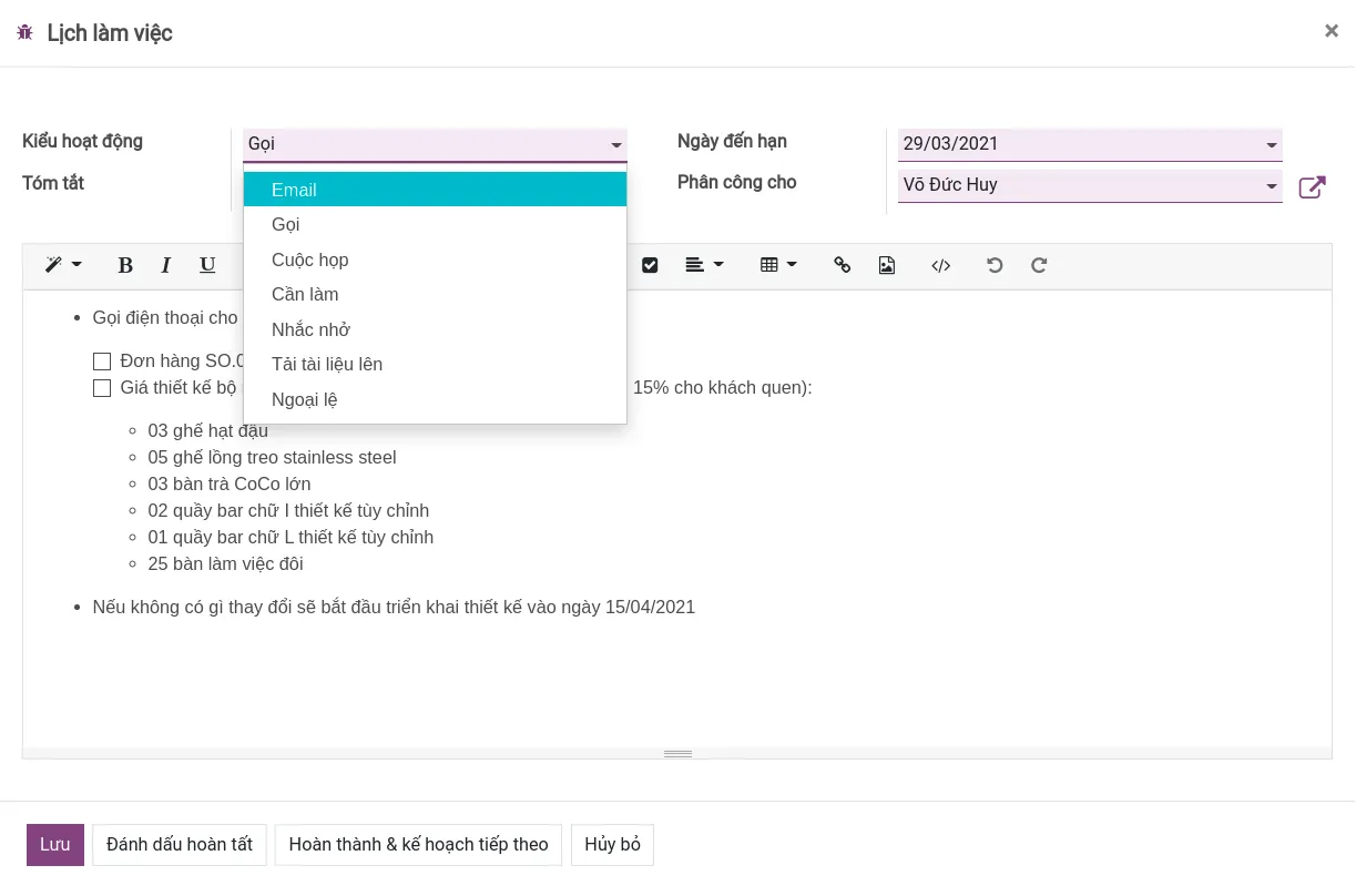 Liên lạc với khách hàng ngay trên ứng dụng CRM CRM - Quản lý Quan hệ khách hàng