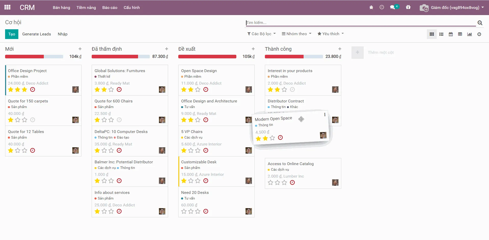 Giao diện Phần mềm CRM CRM - Quản lý Quan hệ khách hàng