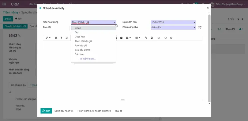 Liên lạc với khách hàng ngay trên ứng dụng CRM CRM - Quản lý Quan hệ khách hàng