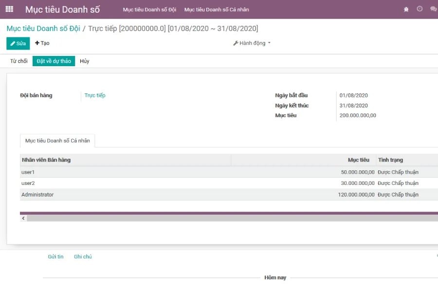 Odoo - Mẫu 2 cho ba cột