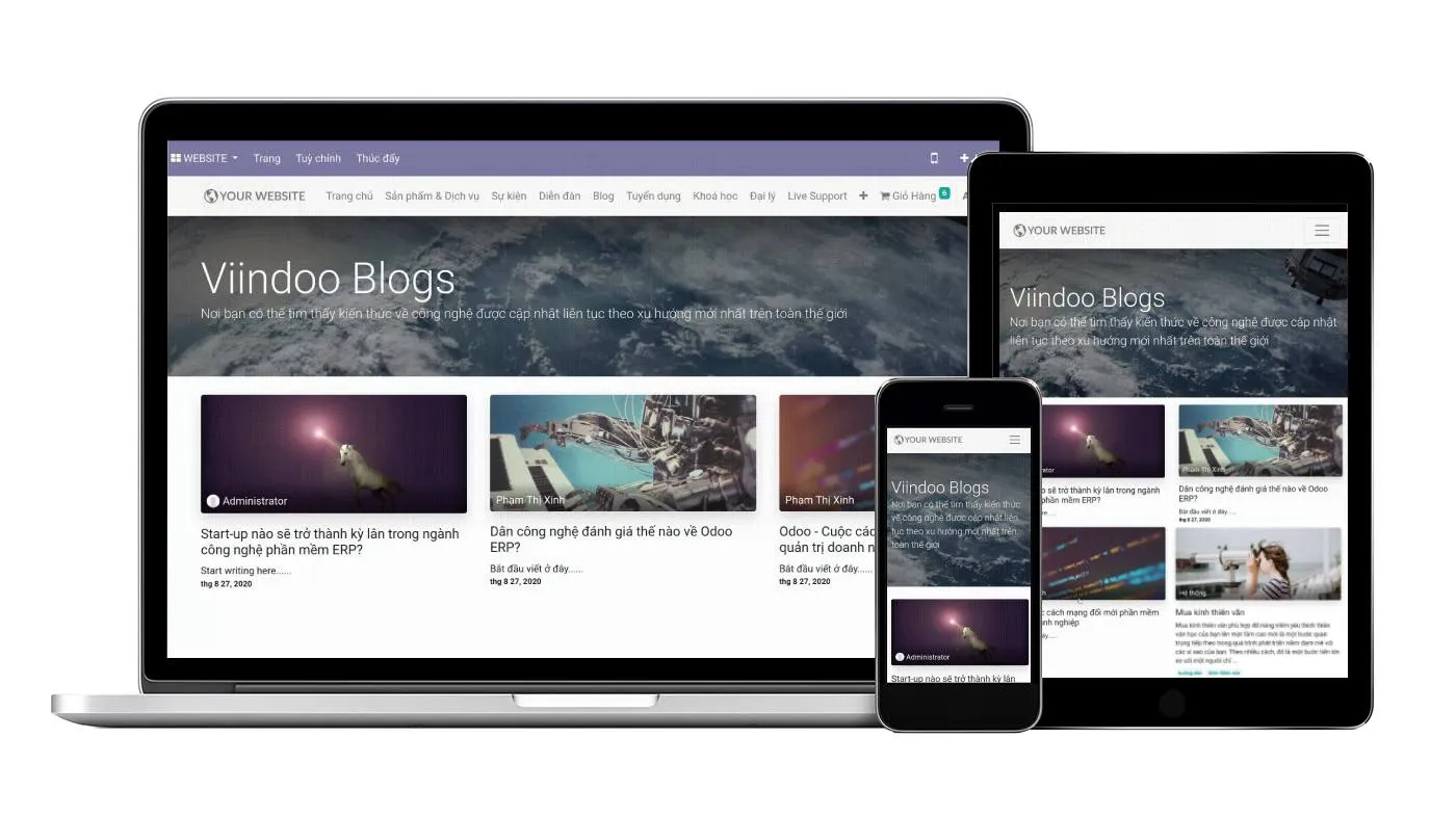 Tương thích với nhiều thiết bị Nền tảng Blogs nguồn mở Viindoo EOS