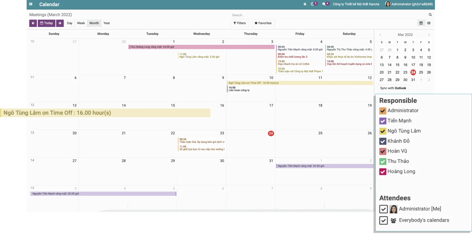Control and grasp the whole calendar of the enterprise with Viindoo Calendar
