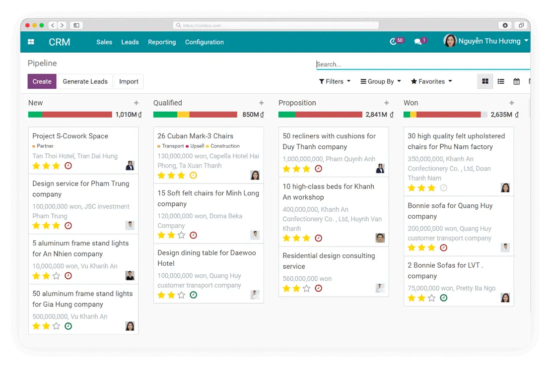 Comprehensive Sales Pipeline Management - Viindoo CRM Comprehensive Sales Pipeline Management - Viindoo CRM software